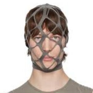 NWT RICK OWENS Cashmere Gray Net Face Headpiece Balaclava Cutout Mask O/S